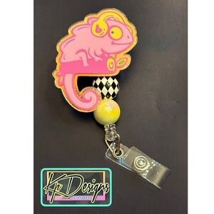 Badge reel with beads (alligator swivel clip)